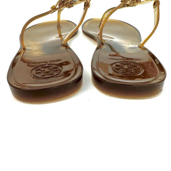 Tory Burch Mini Miller Jelly Thong Flip Flops Sandals Light Brown Clear Size 7 - Picture 6 of 10